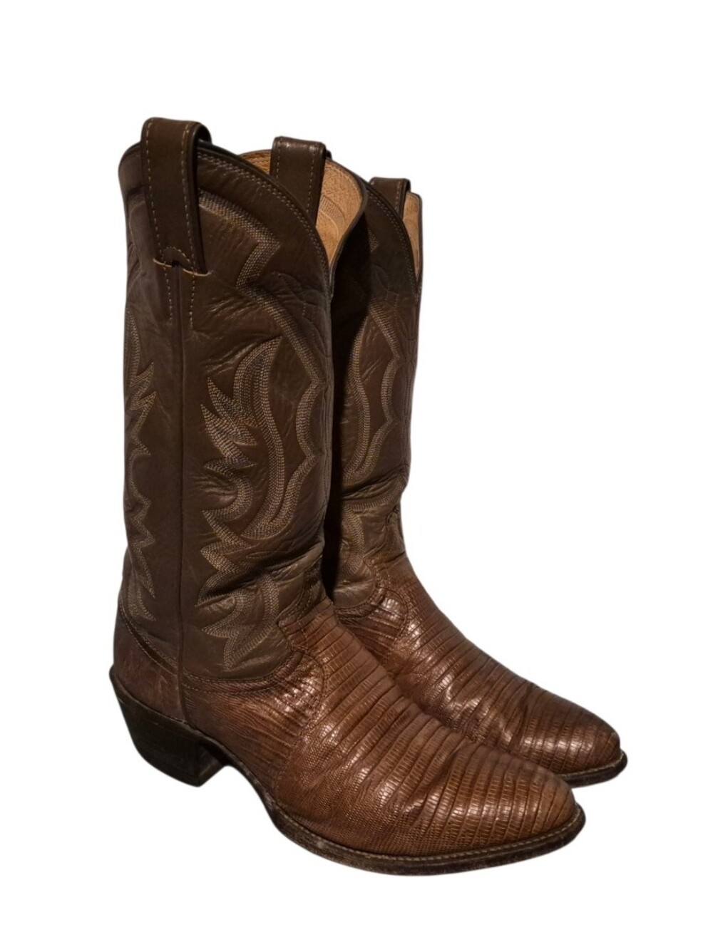 Vintage Justin Lizard Skin Cowboy Western Boots Men's Size 8.5D, Made In USA